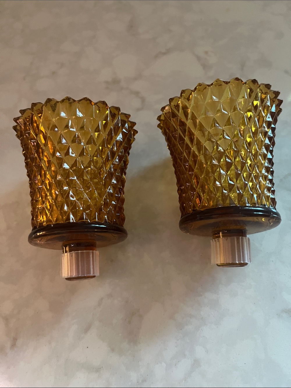 Home Interior Homco Brown Diamond point peg  Votive Cups Sconce Candle Holders